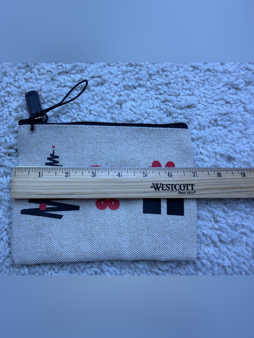 Brighton Natural Canvas Pouch with Red Holiday Script NEW - Picture 5 of 6